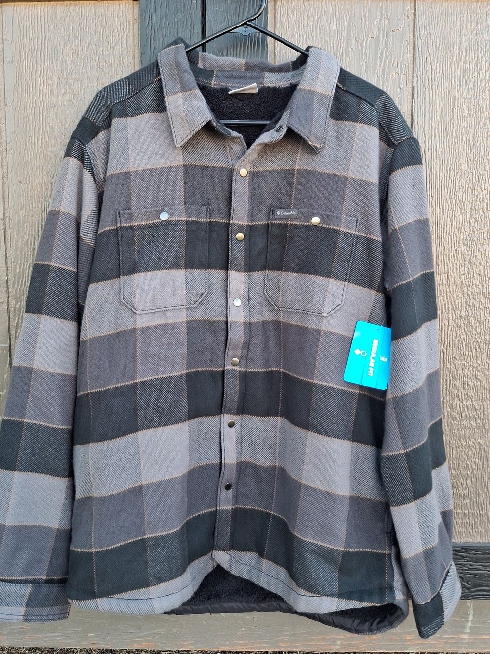 NWT Men's L Flannel Sherpa Lined Shirt Jacket Regular Fit Gray